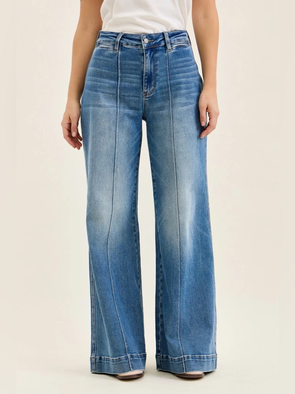 NWT Judy Blue Liza Palazzo Shield Pocket High Waist Jeans